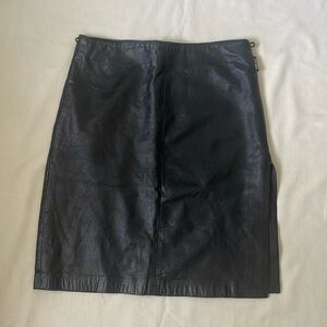 Versace Leather High Slit Skirt